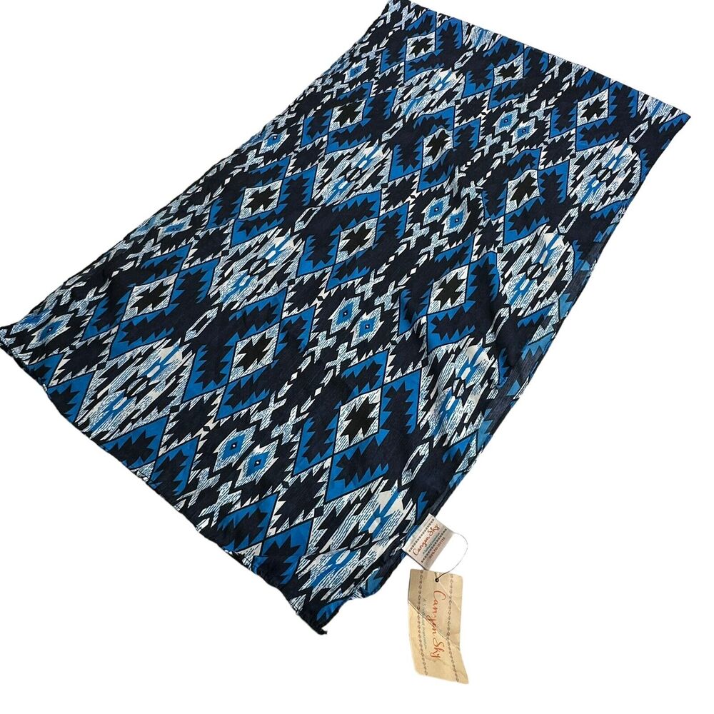 Canyon Sky Southwestern Blue White Scarf Wrap Table Runner